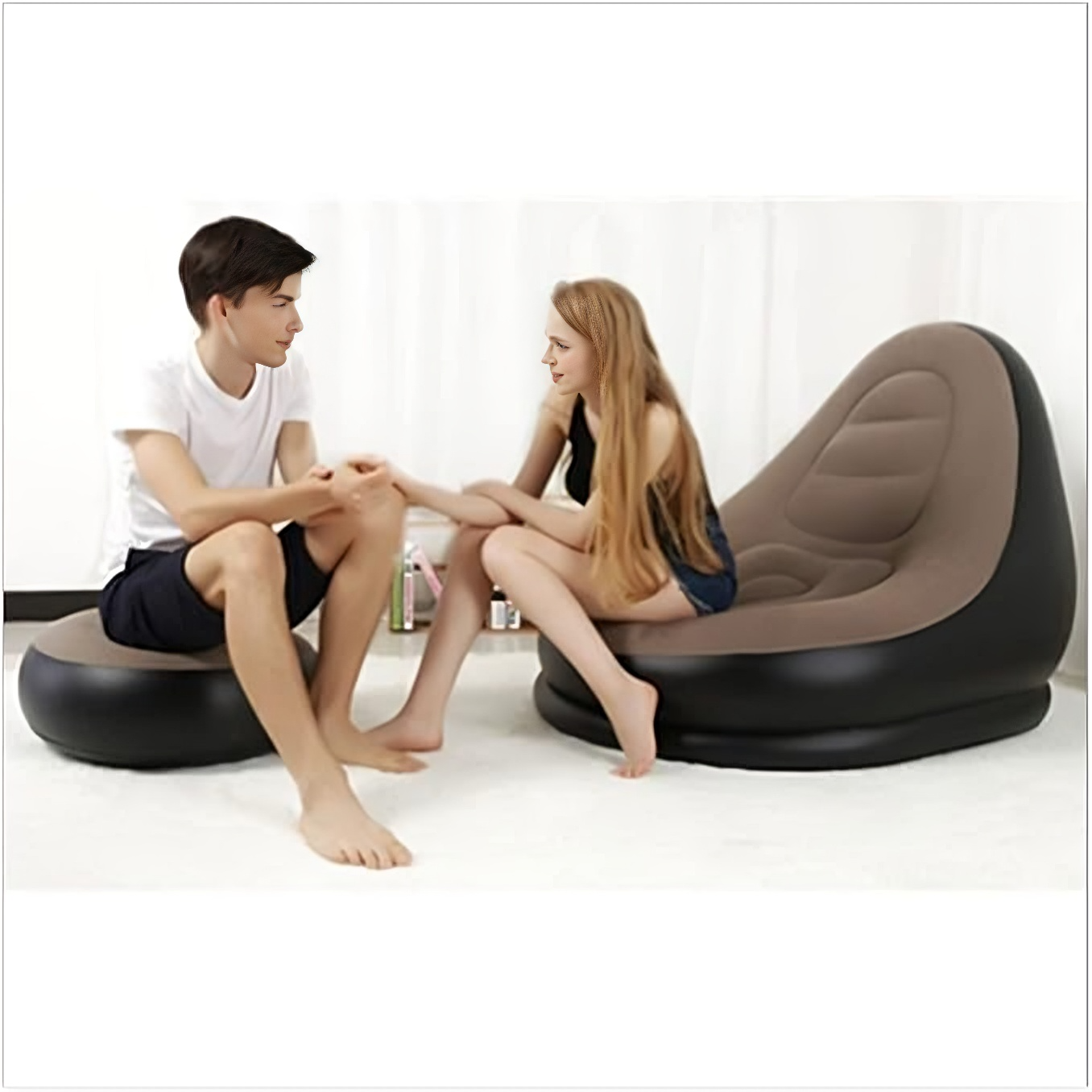 Stylish & Comfortable Inflatable Single Sofa –Air Couch Footrest