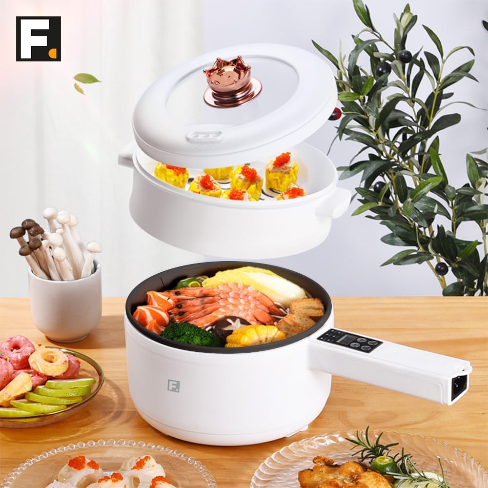 Multi-Function Electric Cooker–Portable Nonstick Hot Pot, Rice Cooker, Steamer & Skillet for Fast & Easy Cooking