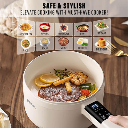 Multi-Function Electric Cooker–Portable Nonstick Hot Pot, Rice Cooker, Steamer & Skillet for Fast & Easy Cooking