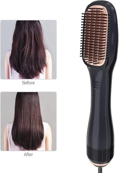 Hot Ceramic Blow Dryer & Straightener Brush–3 Heat/2 Speed One-Step Volumizer for All Hair Types